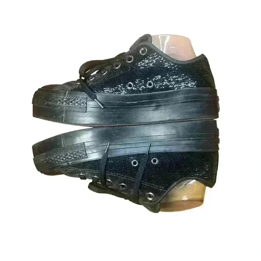 Converse All Star Chuck Taylor Sneakers Women 8.5 Black Sequin Fashion Shoes